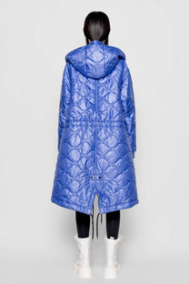 Parka oversize viola con cappuccio staccabile