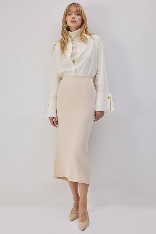 Gonna midi in maglia con vita elasticizzata