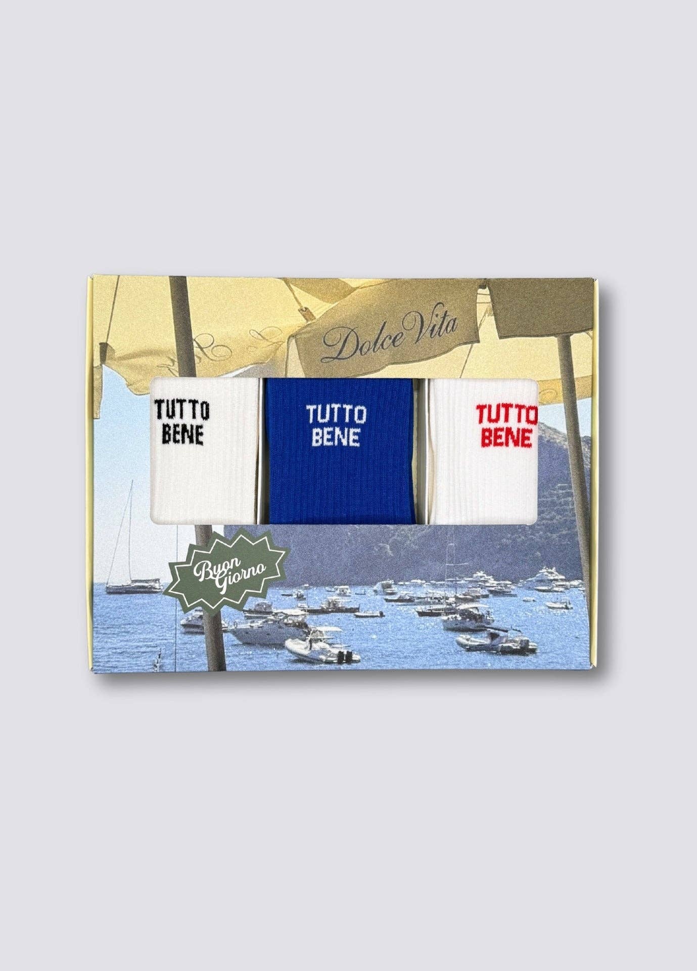 Confezione regalo da 3 calzini “Tutto Bene” in cotone biologico