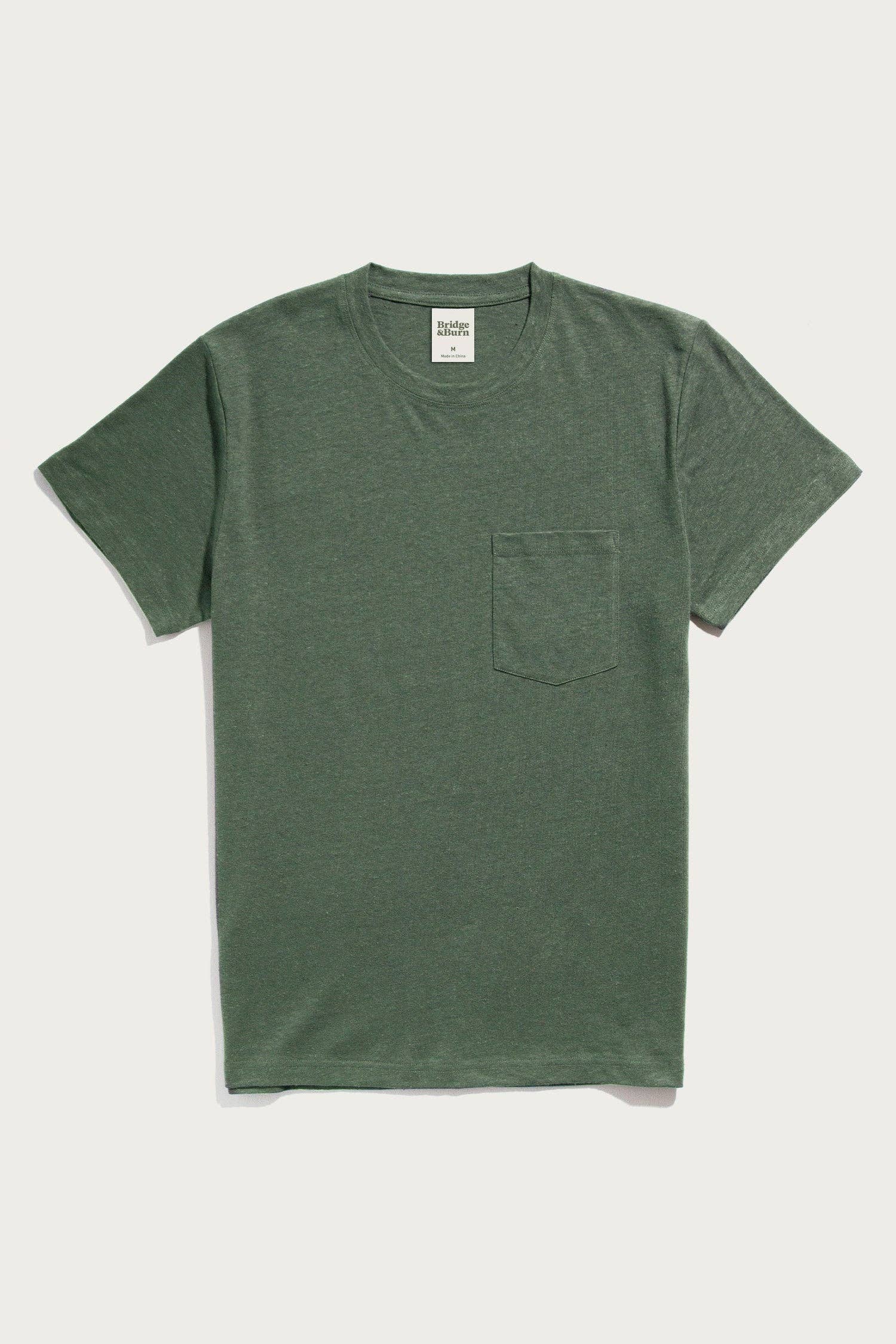 T-shirt con taschino in canapa biologica color Cipresso