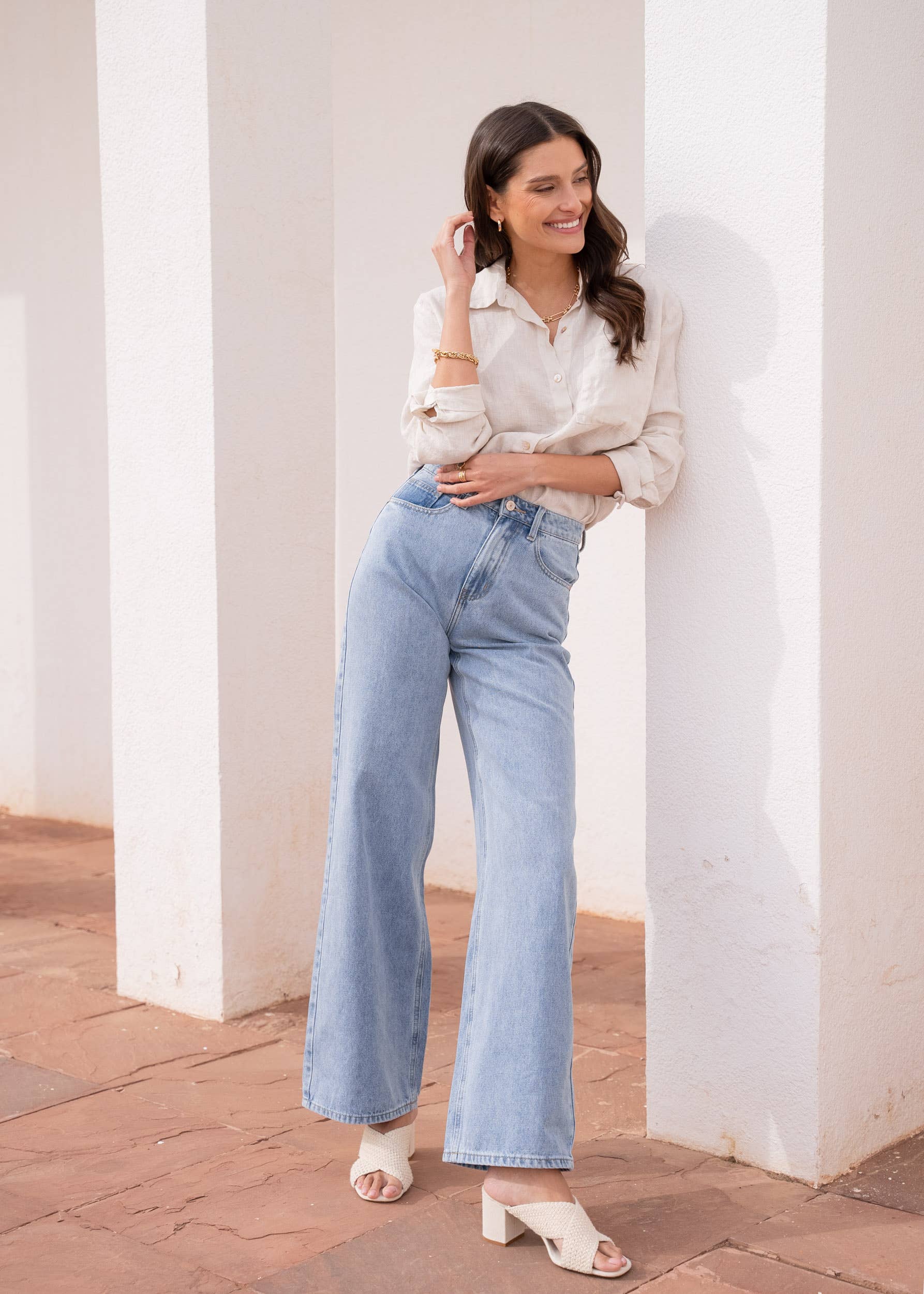 Jeans a Vita Alta Wide Leg Celestin