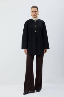 Camicia in popeline con bottoni dorati