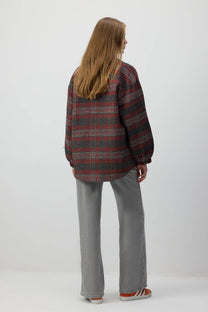 Giacca bomber con colletto a camicia a quadri