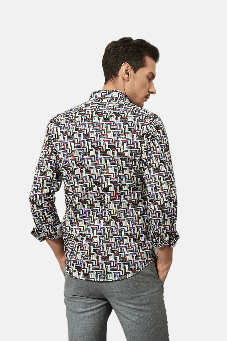 Camicia slim fit elasticizzata con stampa geometrica Skyview