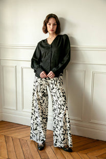 Pantaloni a palazzo Petunia con stampa floreale