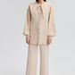 Camicia crema con maxi colletto e maniche a palloncino