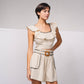 Top crop aderente con volant