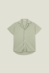 Camicia verde in cotone waffle