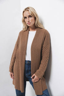 Cardigan in maglia strutturata con collo a imbuto