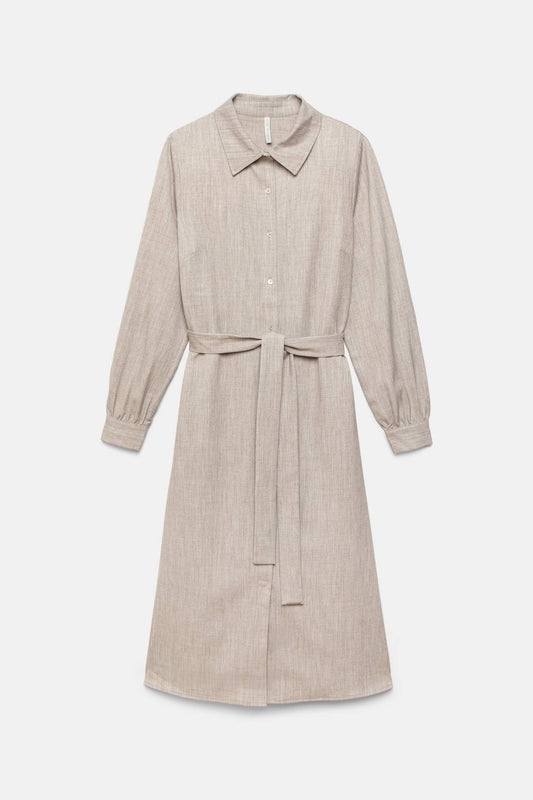 Abito camicia midi con cintura
