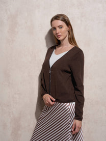 Cardigan in maglia con zip e scollo a V