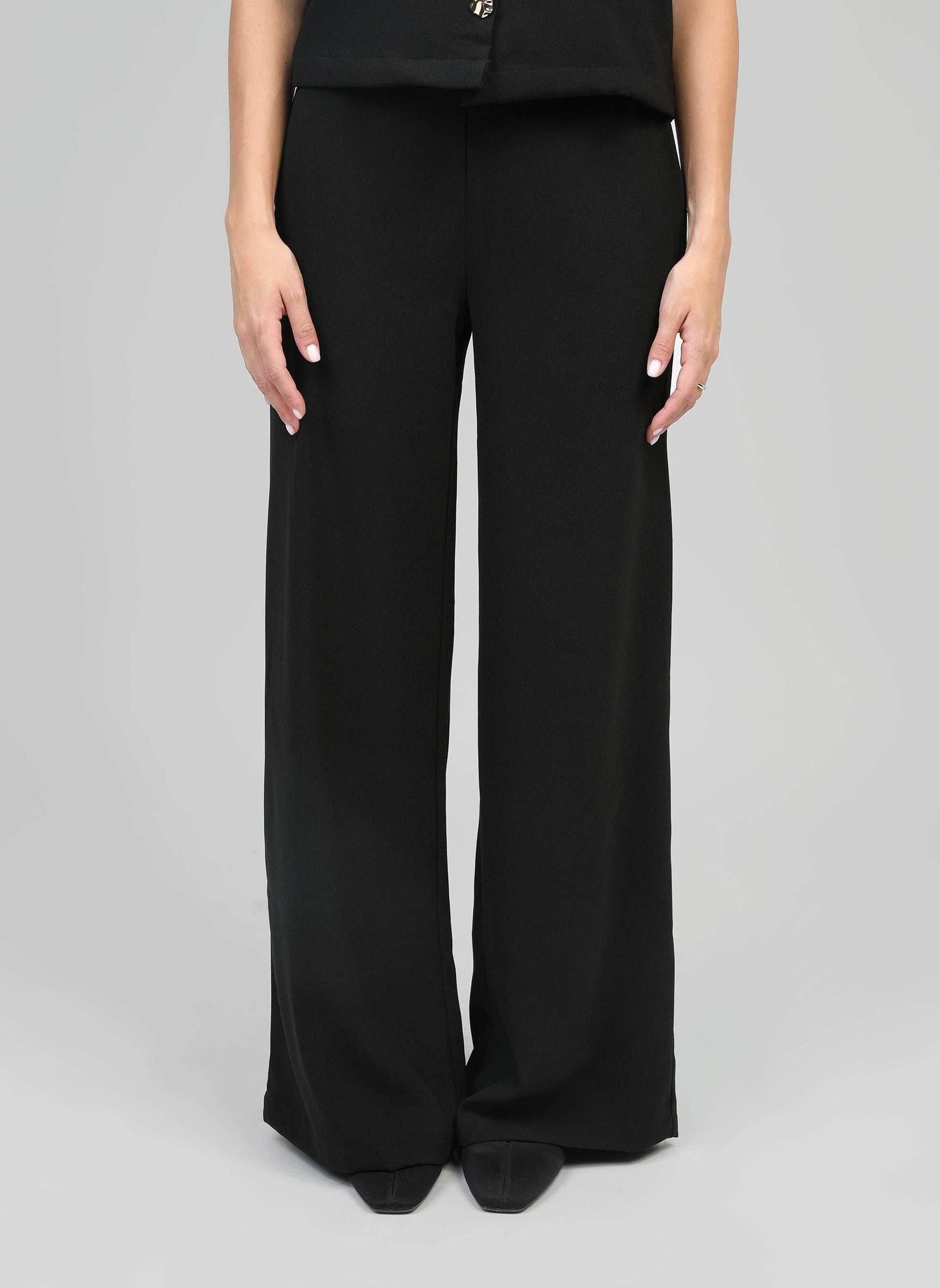 Pantaloni palazzo neri a vita elastica