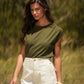 Pantaloni in tela a vita alta