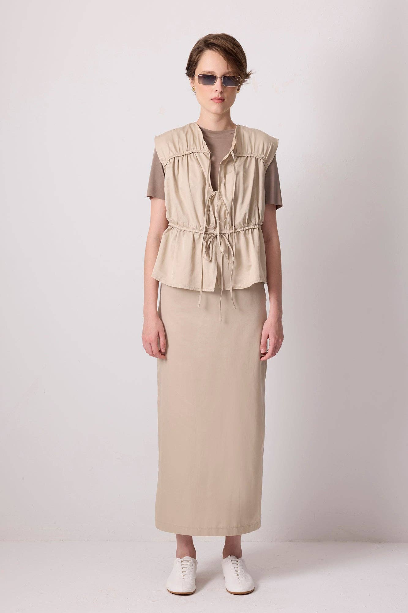 Gilet arricciato con coulisse