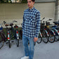Camicia di flanella a quadri uomo blu Chop Plaid
