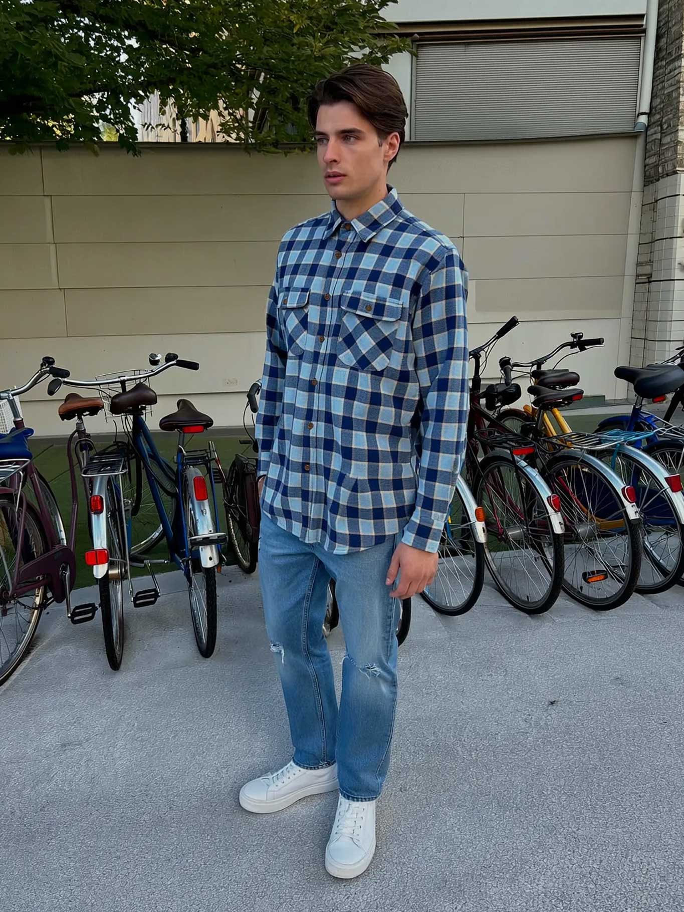 Camicia di flanella a quadri uomo blu Chop Plaid