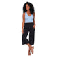 Pantaloni culotte estivi cropped in cotone e lino neri
