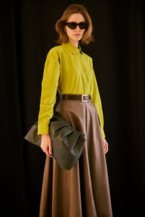 Camicia in popeline oversize verde lime