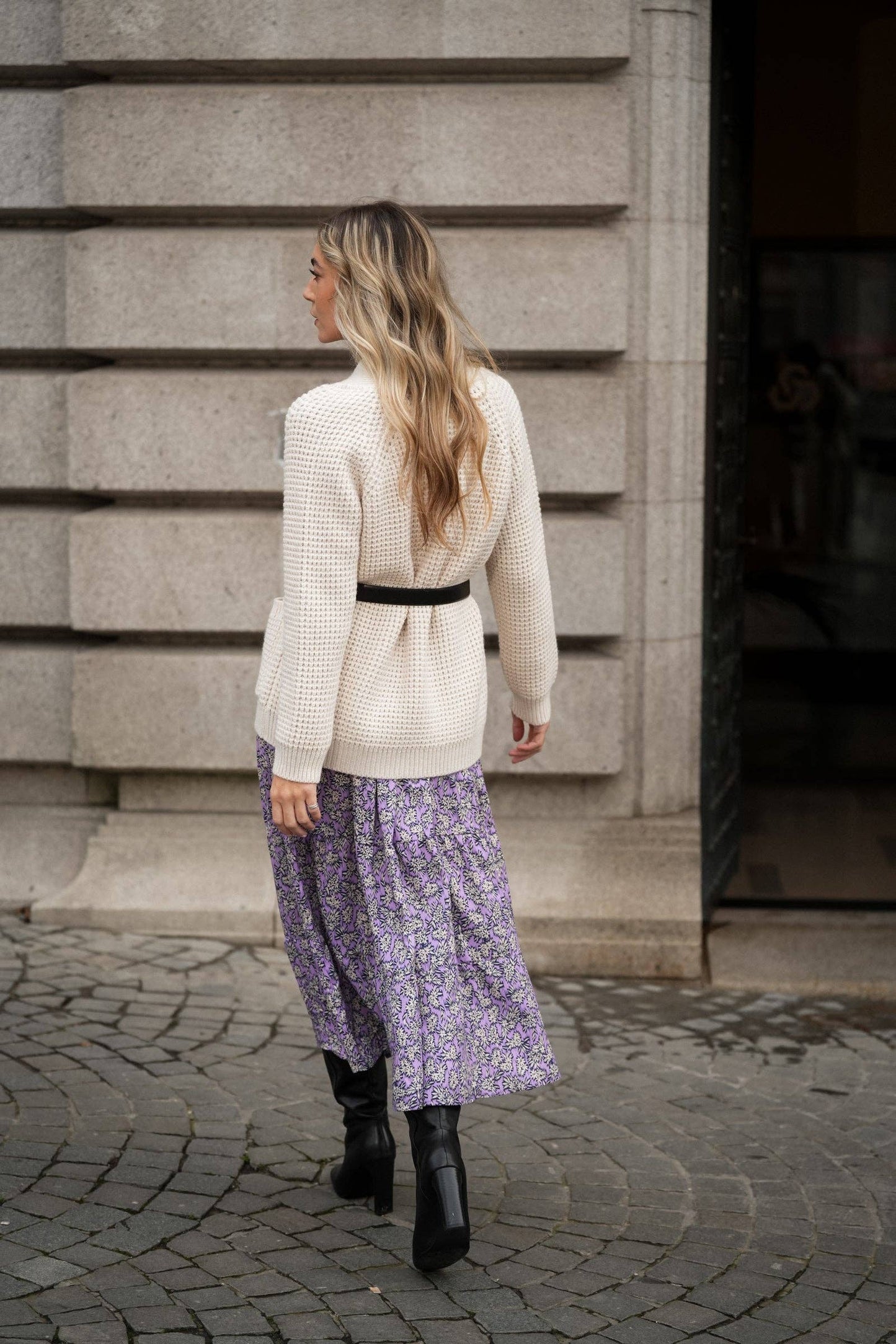 Cappotto cardigan in maglia strutturata con cintura