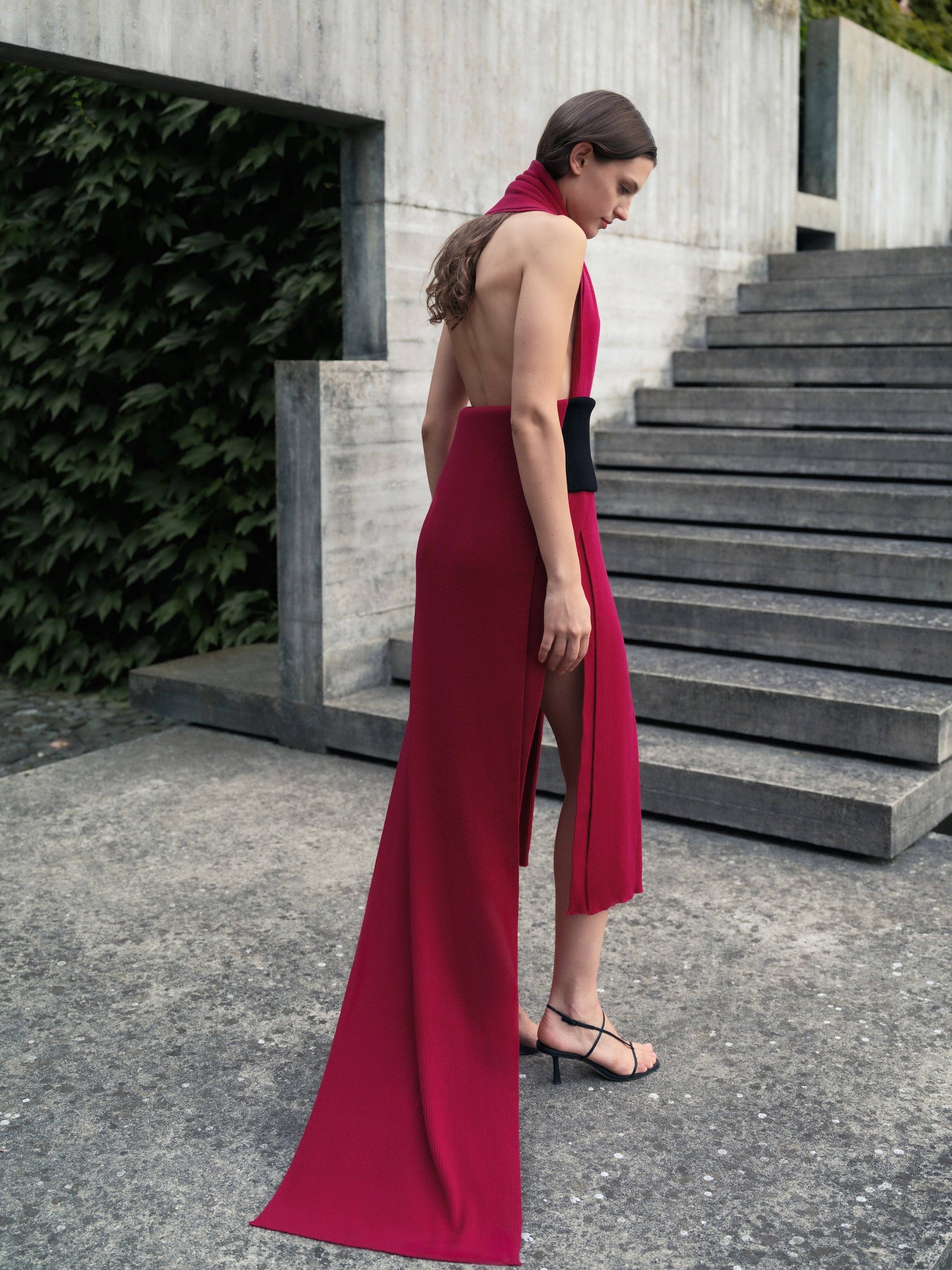 Maxi Sciarpa a Coste in Puro Cashmere