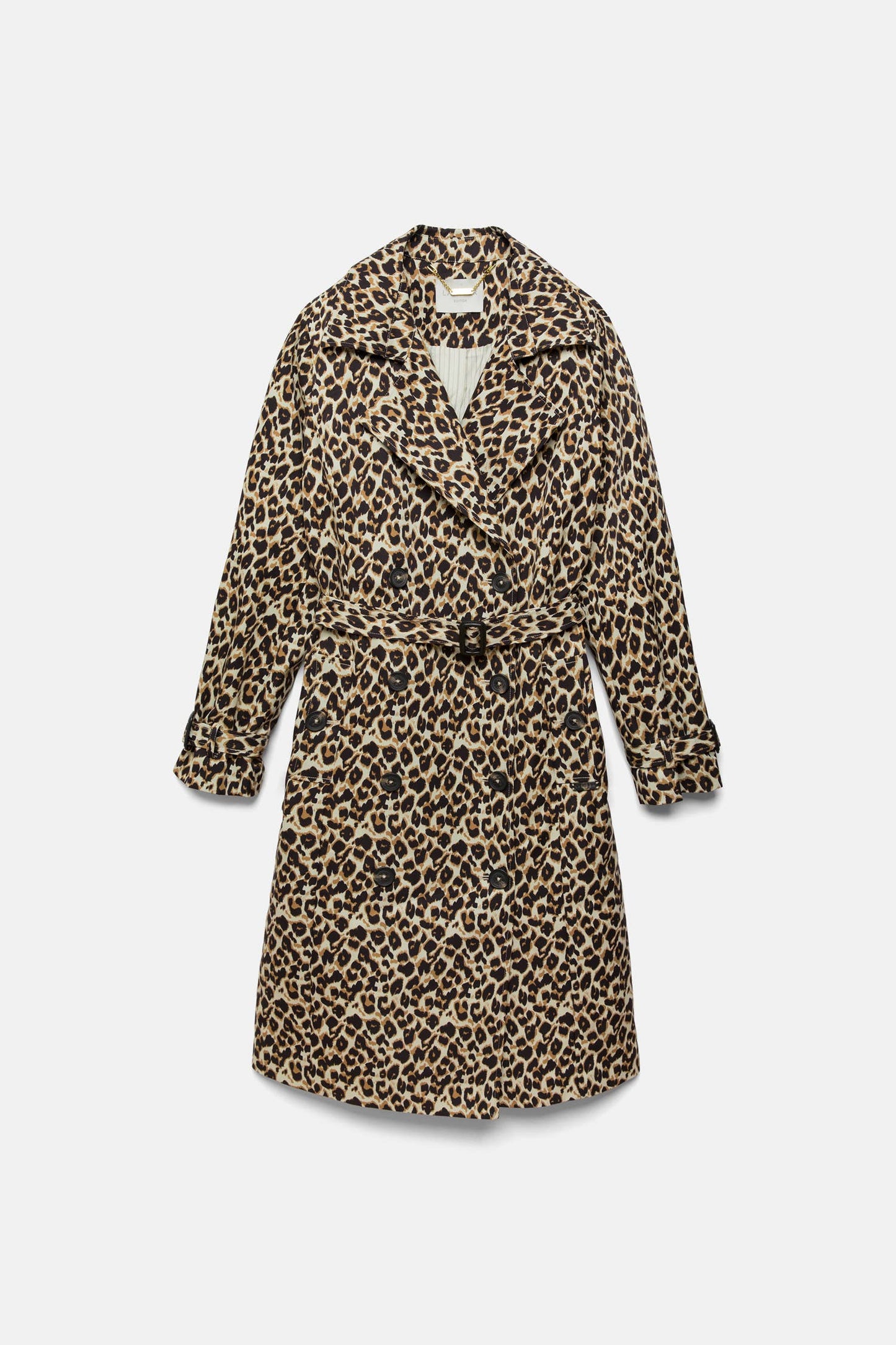 Trench doppiopetto animalier con cintura