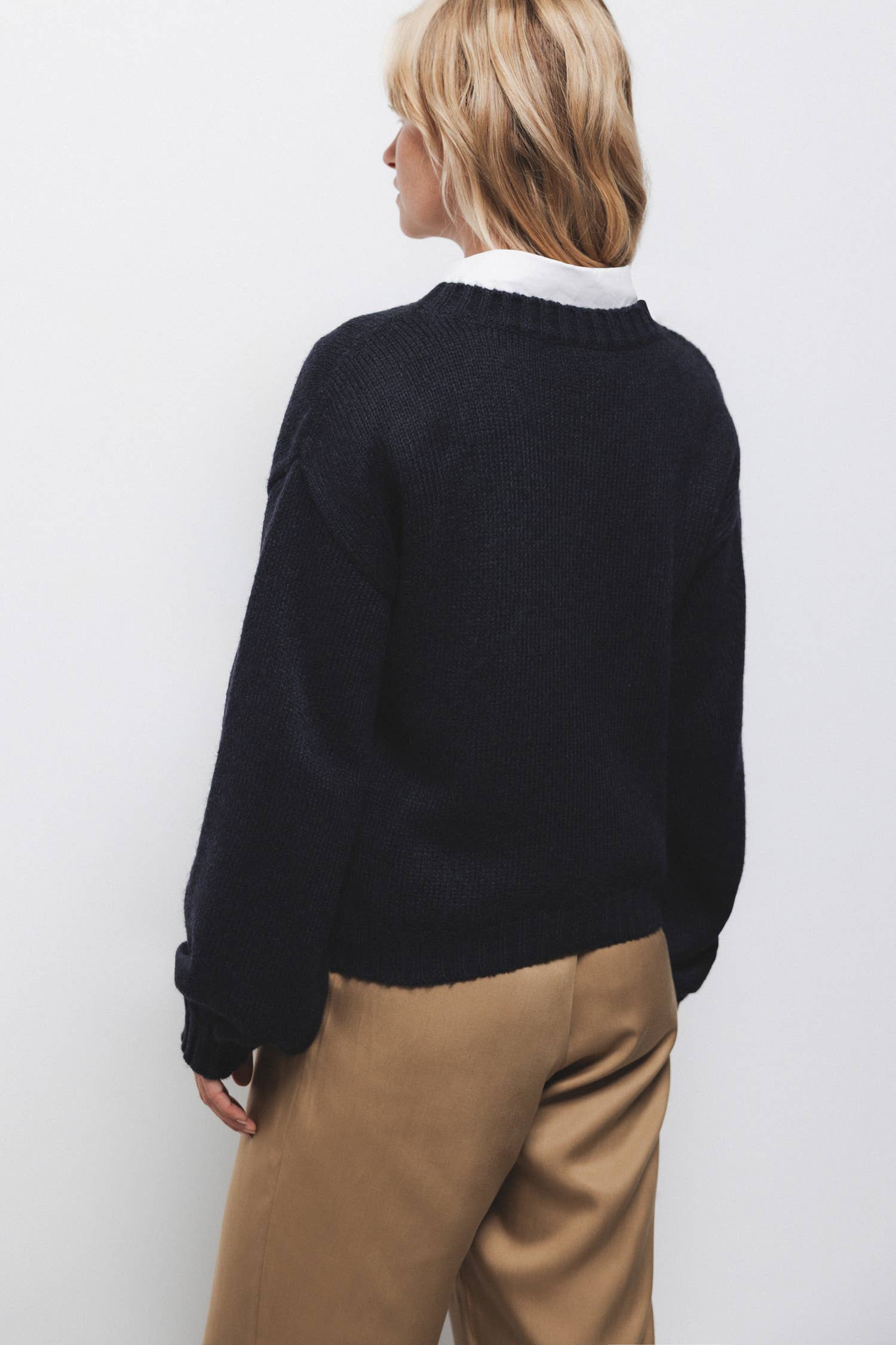 Maglione jacquard con maniche a palloncino