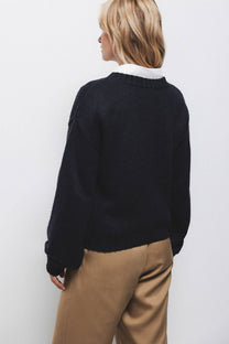 Maglione jacquard con maniche a palloncino
