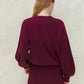 Maglione girocollo a costine in misto cashmere con maniche a palloncino