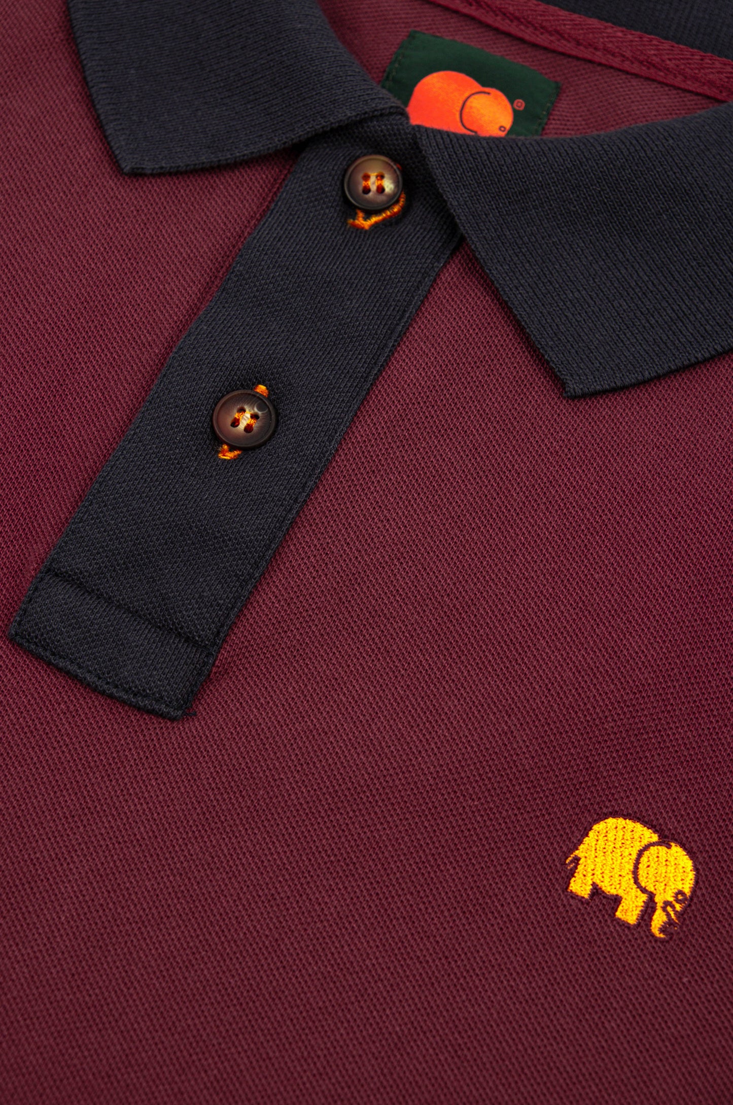 Polo color block in cotone biologico bordeaux