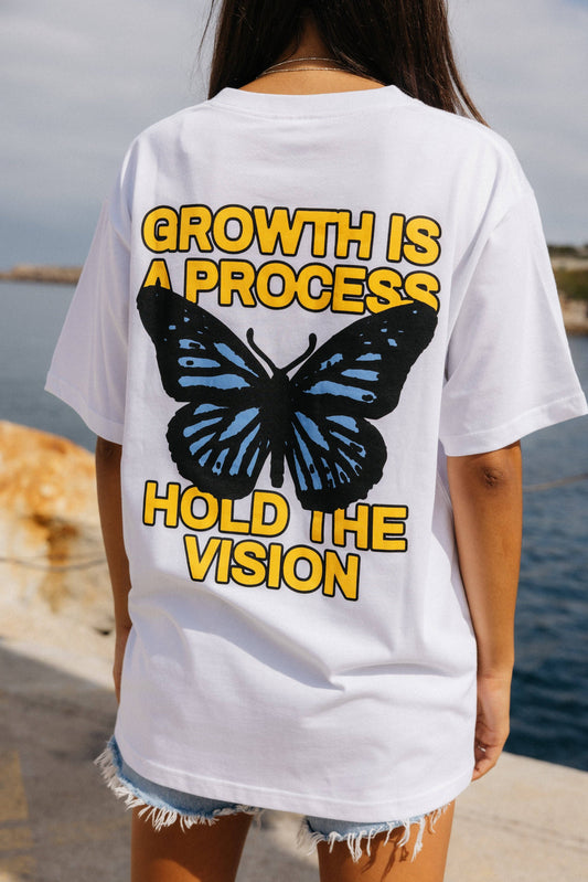 T-shirt bianca oversize Butterfly in cotone biologico