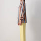 Camicia in raso a righe multicolore con polsini a contrasto