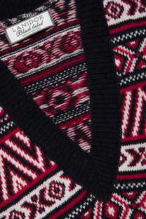 Gilet in Maglia Jacquard con Scollo a V