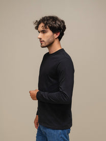 Maglia uomo girocollo a manica lunga in cotone e poliestere