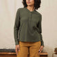 Henley a coste in cotone riciclato da donna verde foresta mélange