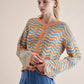 Giacca cardigan in maglia multicolor a zig zag