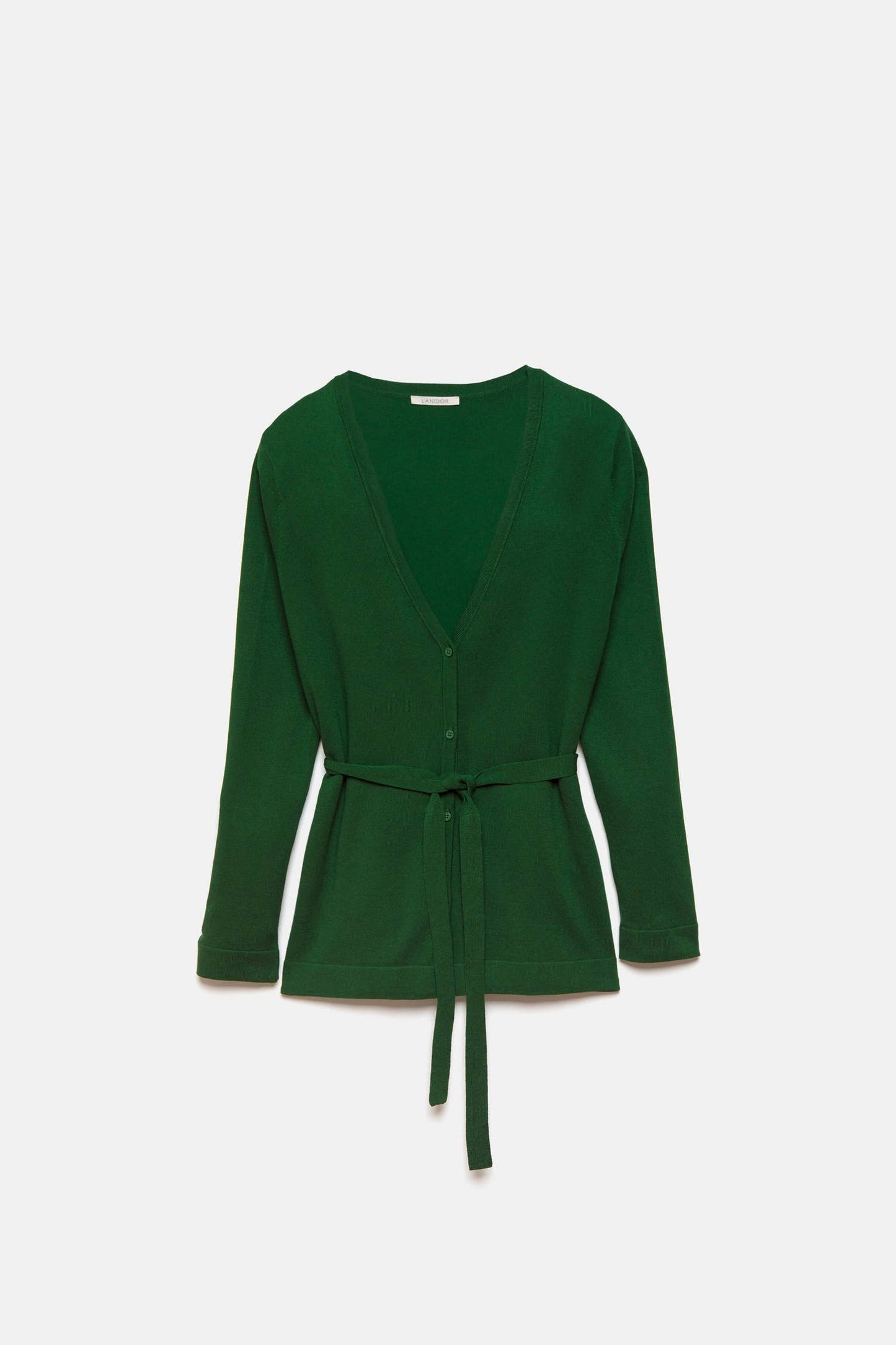 Cardigan-cappotto in maglia liscia con cintura
