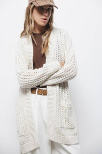 Cardigan in maglia strutturata con cintura