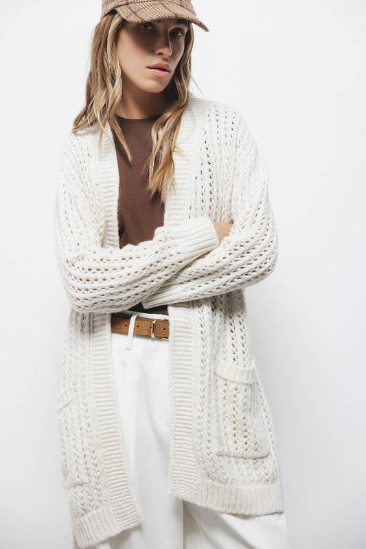 Cardigan in maglia strutturata con cintura