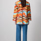Blazer in cotone con stampa astratta multicolor