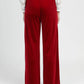 Pantaloni a Zampa in Velluto Rosso