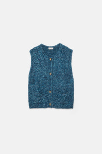 Gilet in maglia melange con bottoni