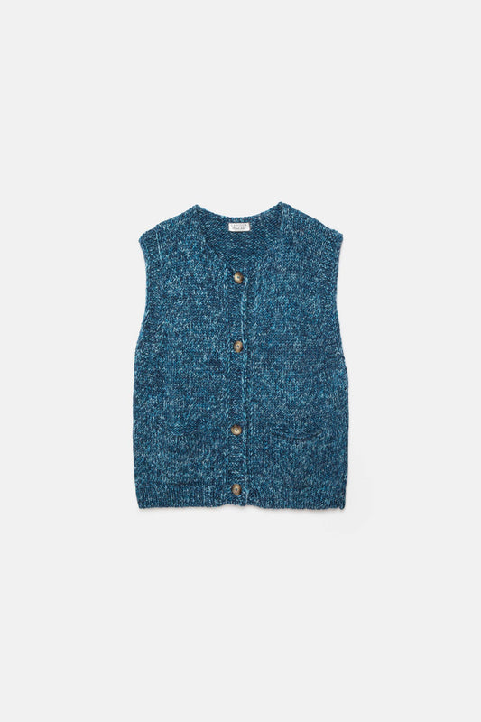 Gilet in maglia melange con bottoni