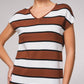 Abito midi in maglia a righe con scollo a V