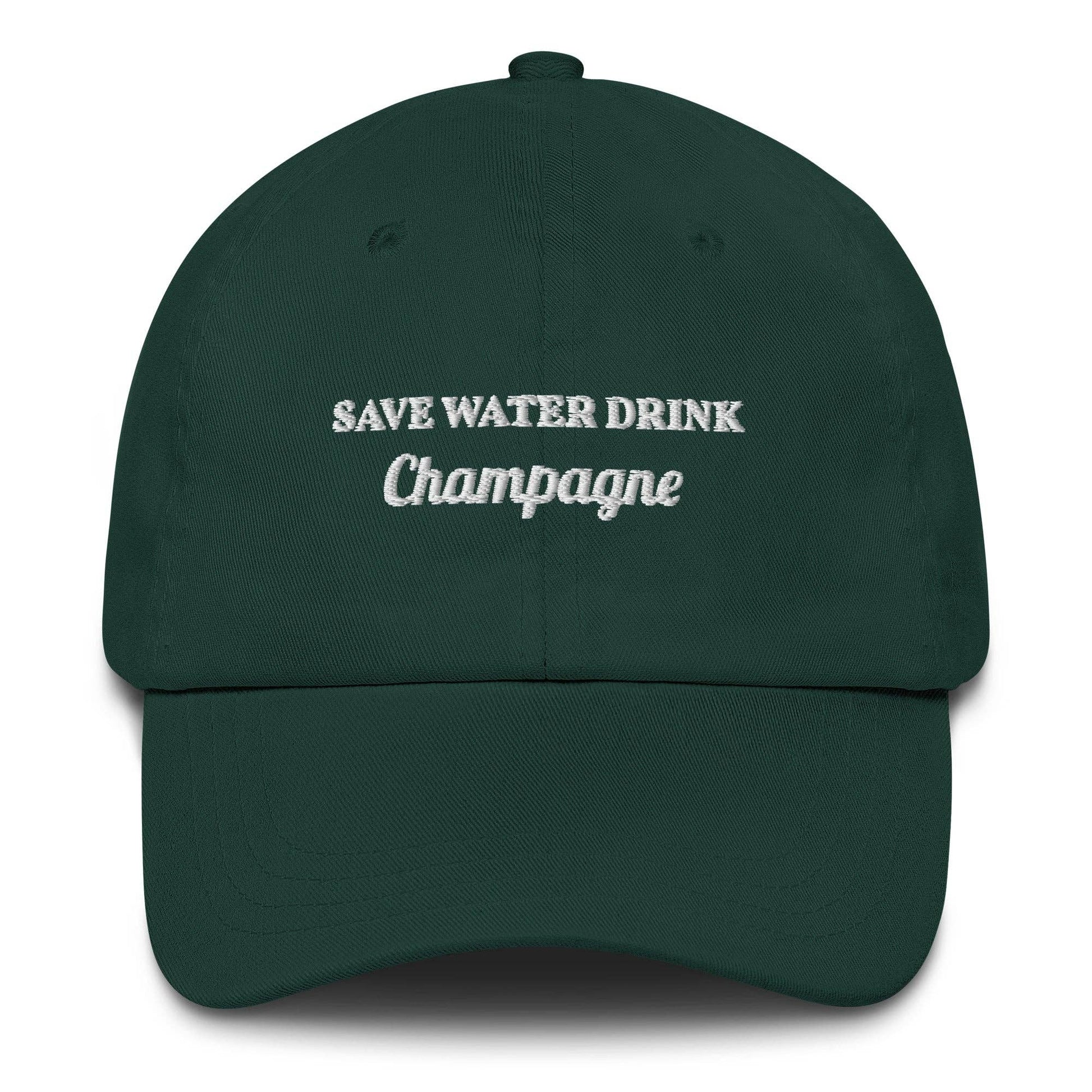 Cappellino da baseball in cotone ricamato "Save Water Drink Champagne"