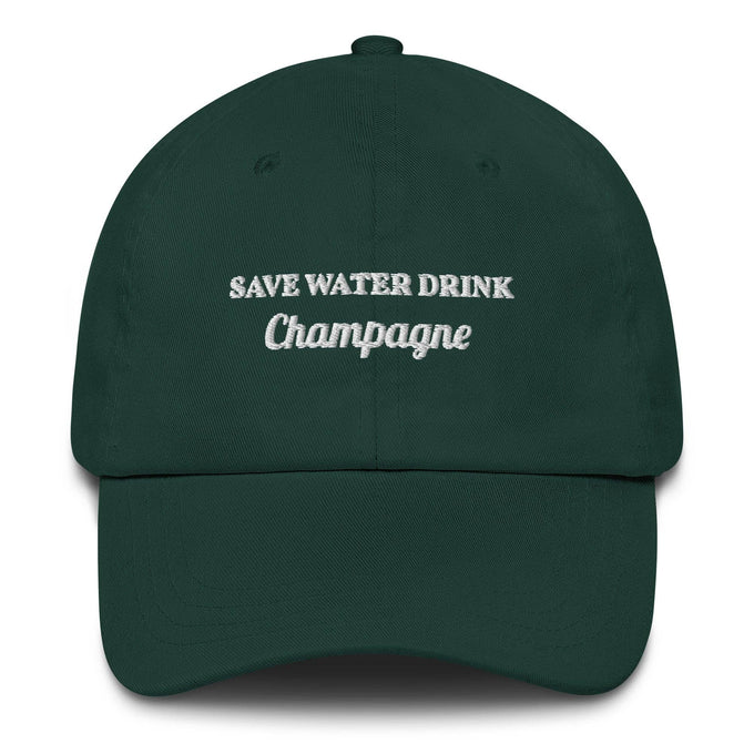 Cappellino da baseball in cotone ricamato "Save Water Drink Champagne"