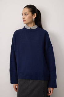 Maglione basic girocollo in misto cashmere