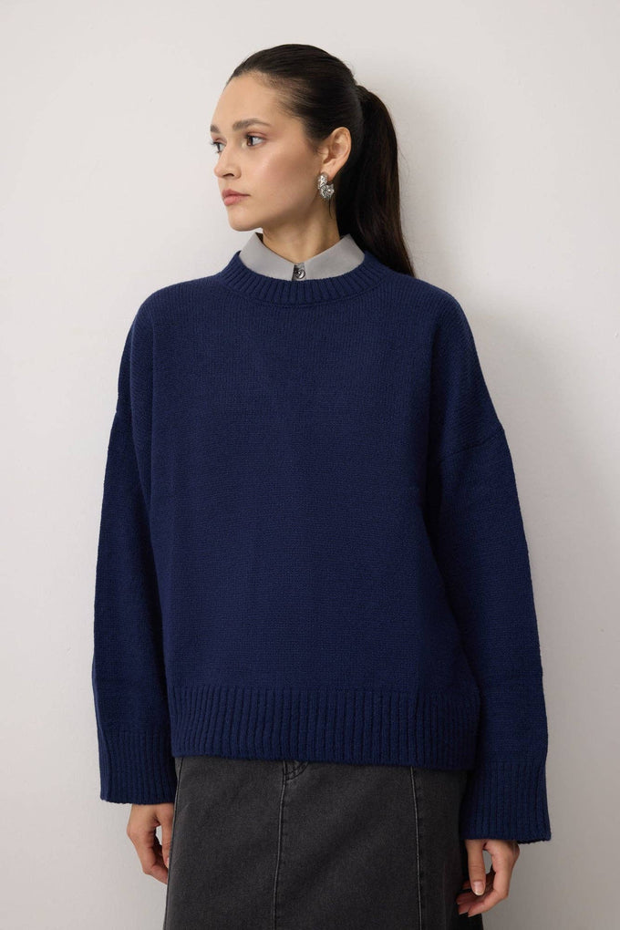 Maglione basic girocollo in misto cashmere