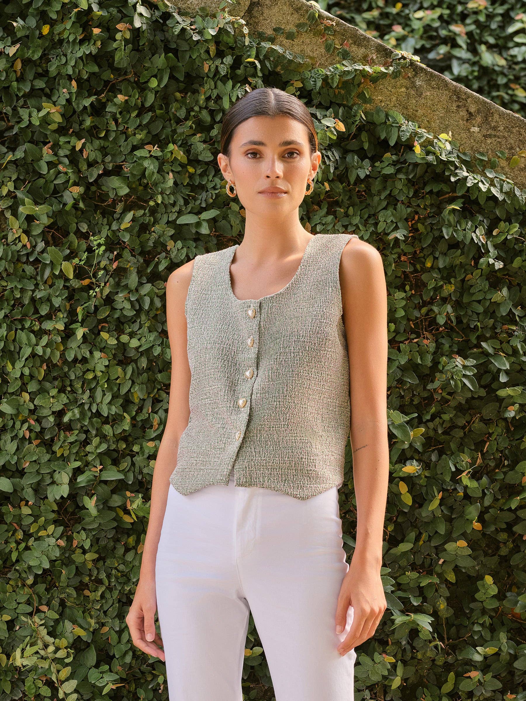 Gilet jacquard con bottoni