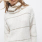 Maglione a righe in maglia con collo arricciato