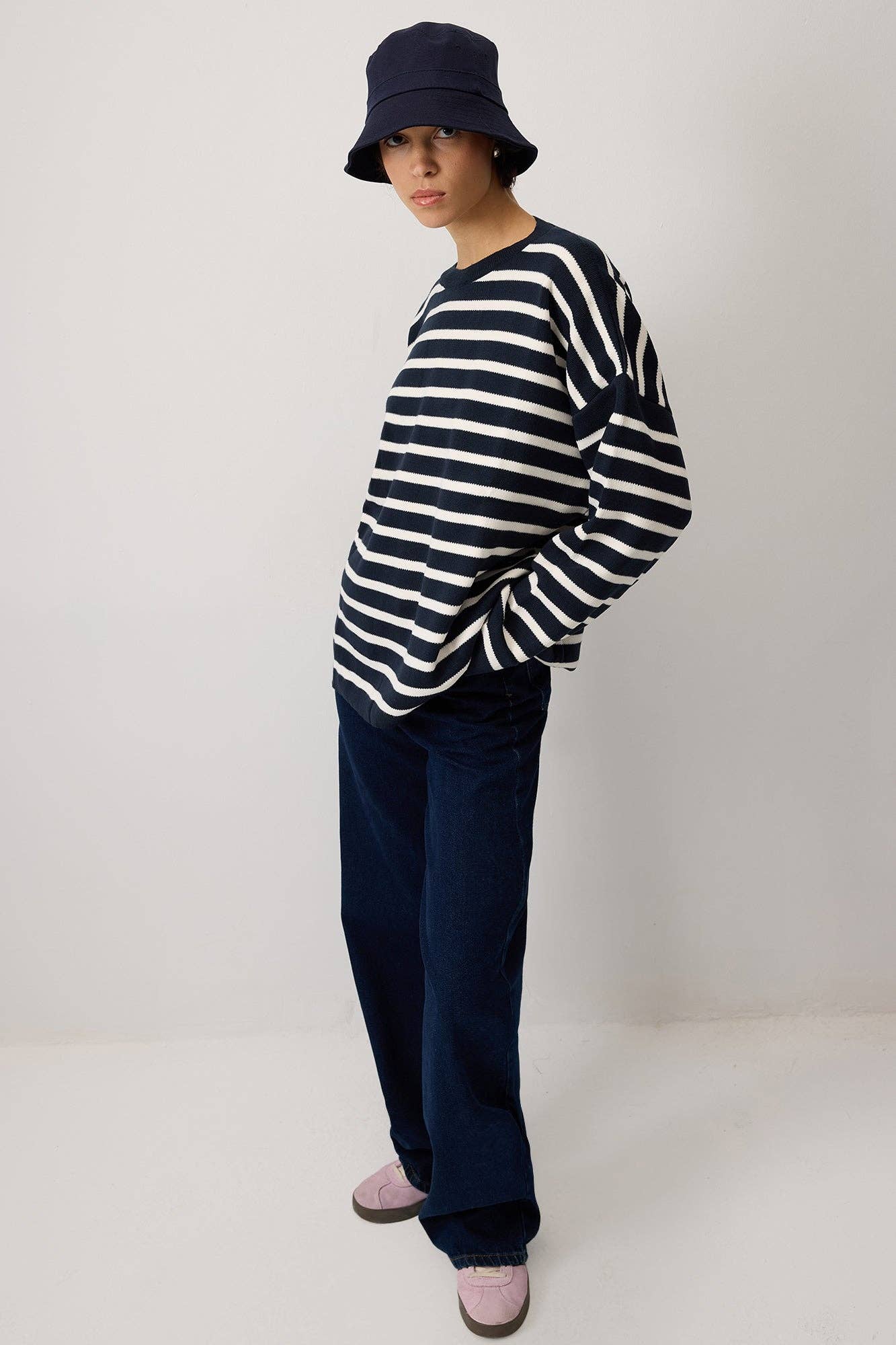 Maglione in maglia a righe oversize